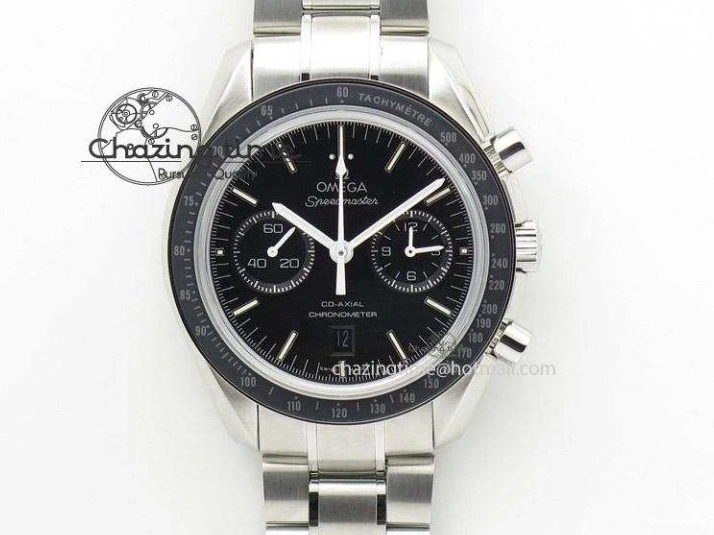 0515 Elegant Seamaster Pro Chrono RG OM Best Edition Black Ceramic Black Dial On Gummy Strap A 8128
